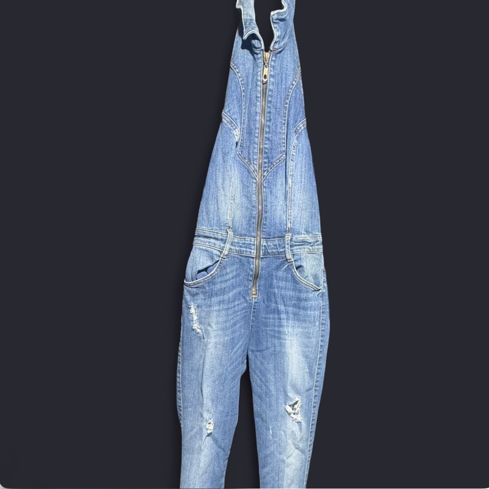 SOLD!!!

Guess Light Blue Distressed Denim Overalls with Front Zip